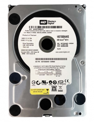 Жесткий диск Western Digital WD7500AAKS 750Gb 7200 SATAII 3.5" HDD