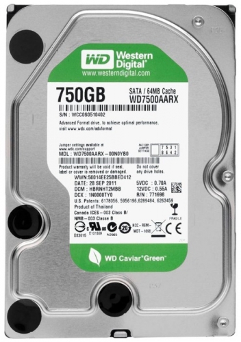 Жесткий диск Western Digital WD7500AARX 750Gb IntelliPower SATAII 3.5" HDD