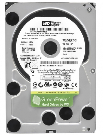 Жесткий диск Western Digital WD7500AYPS 750Gb IntelliPower SATAII 3.5" HDD