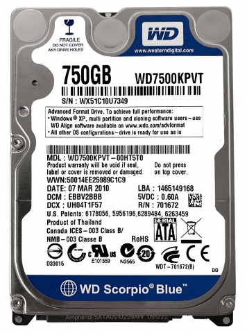 Жесткий Диск Western Digital WD7500KPVT 750Gb SATAIII 2,5" HDD