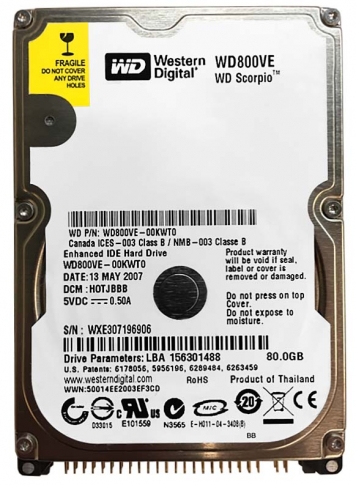 Жесткий диск Western Digital WD800VE 80Gb 5400 IDE 2,5" HDD