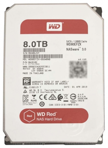 Жесткий диск Western Digital WD80EFZX 8Tb 5400 SATAIII 3.5" HDD