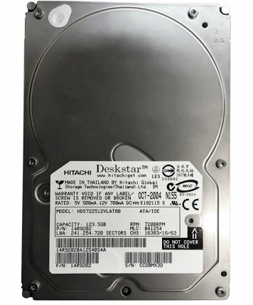 Жесткий диск Hitachi HDS722512VLAT80 123,5Gb 7200 IDE 3.5" HDD