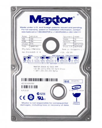 Жесткий Диск Maxtor 4G120J6 120Gb 5400 IDE 3,5" HDD