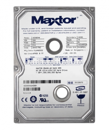 Жесткий Диск Maxtor 4D080H4 80Gb 5400 IDE 3,5" HDD