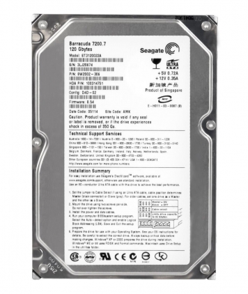 Жесткий диск Seagate ST3120022A 120Gb 7200 IDE 3.5" HDD