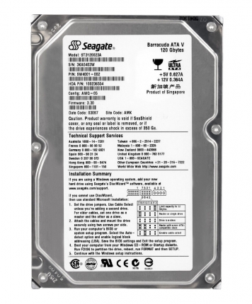 Жесткий диск Seagate 9W4001 120Gb 7200 IDE 3.5" HDD