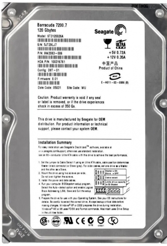 Жесткий диск Seagate 9W2083 120Gb 7200 IDE 3.5" HDD