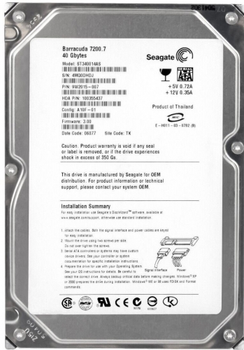 Жесткий диск Seagate ST340014AS 40Gb 7200 SATA 3.5" HDD